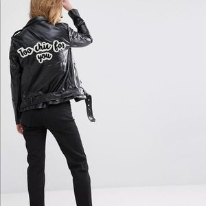 Pull & Bear Logo Leather Look Jacket
